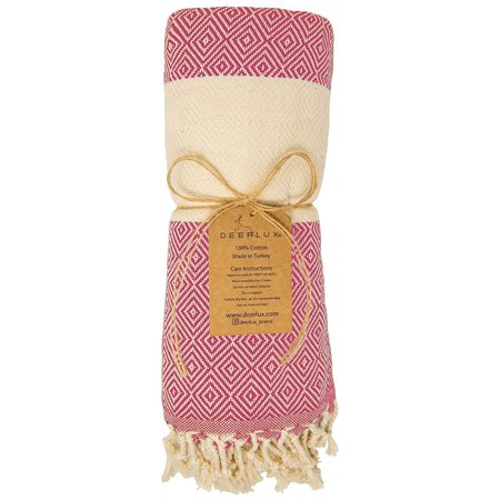 DEERLUX 100% Cotton Turkish Bath Towel, 40 x 70 Diamond Peshtemal, Hot Pink QI004004.PK